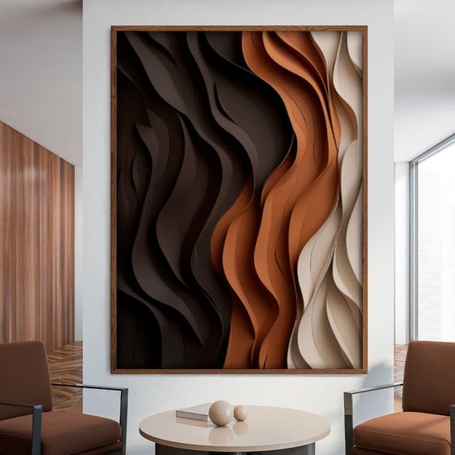 Quadro Decorativo Abstratos Ondas Marrom Arte Plástica