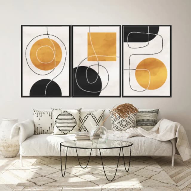 Kit Quadros Decorativos Linhas E Formas