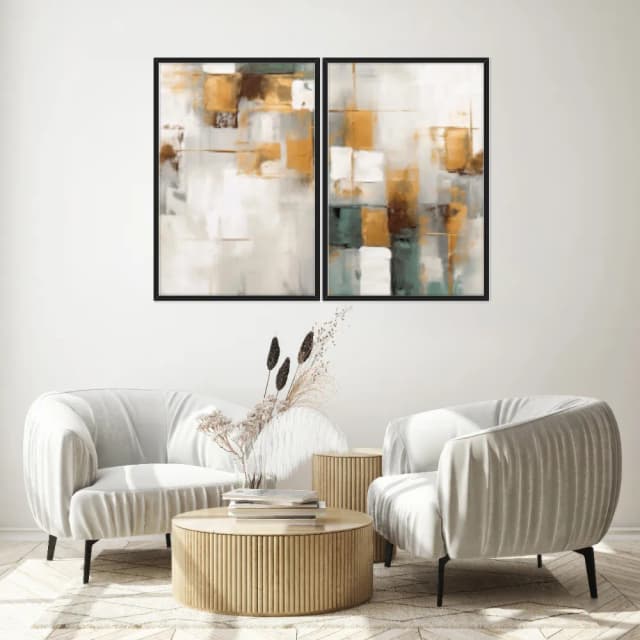 Kit Quadros Decorativos Pintura Abstrata