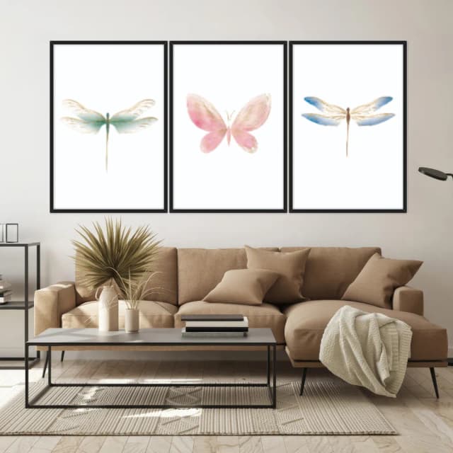 Kit Quadros Decorativos Borboleta E Libélulas