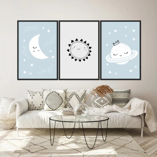 Kit Quadros Decorativos Lua E Planeta