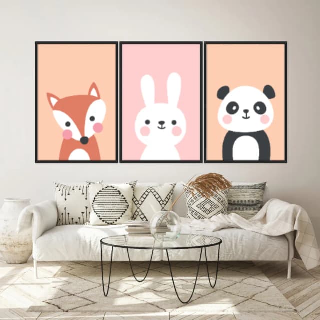 Kit Quadros Decorativos Animais Fofos