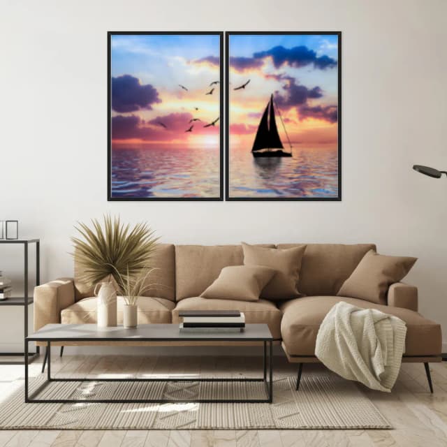 Kit Quadros Decorativos Pôr Do Sol