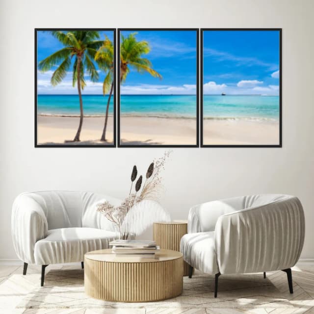 Kit Quadros Decorativos Coqueiro Na Praia