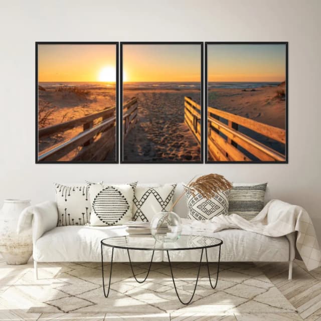 Kit Quadros Decorativos Estrada Com Vista Para O Mar