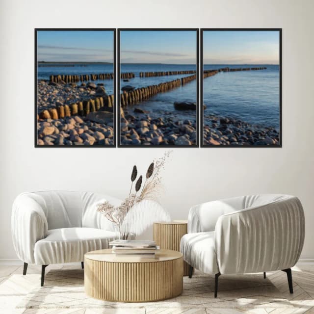 Kit Quadros Decorativos Estrada De Pedra Com O Mar