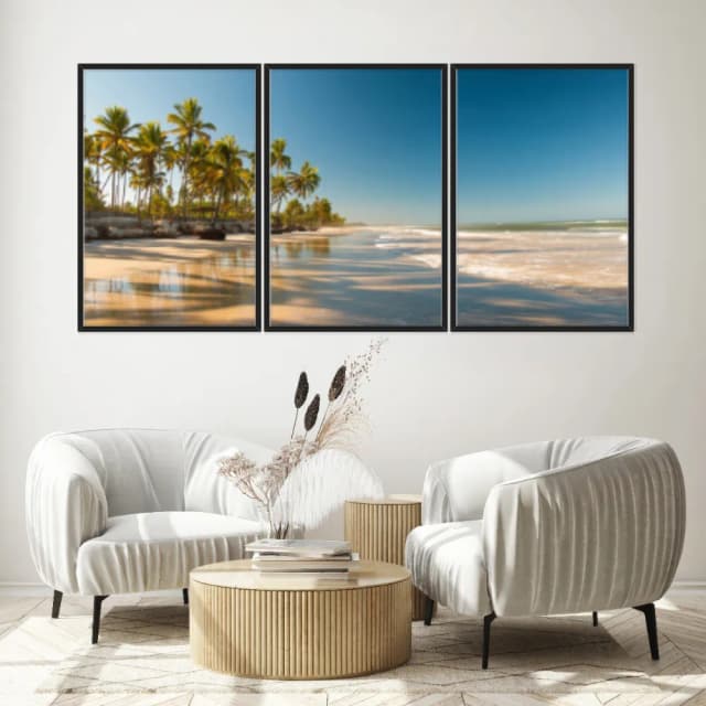 Kit Quadros Decorativos Coqueiro Na Praia