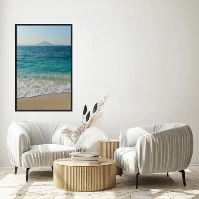 Quadro Decorativo Mar Azul Com Montanha