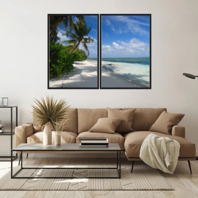 Kit Quadros Decorativos Coqueiro Na Praia