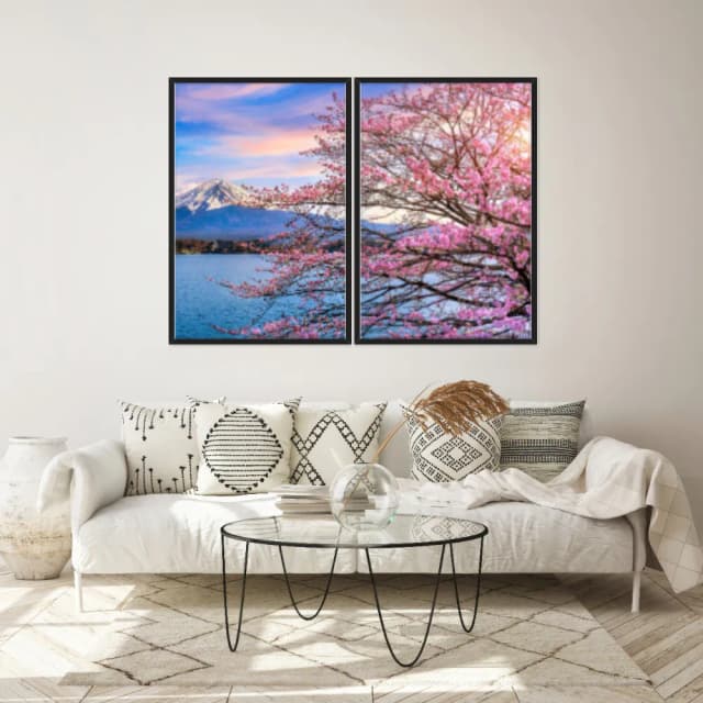 Kit Quadros Decorativos Árvore Rosa