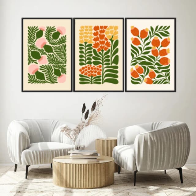 Kit Quadros Decorativos Flora Abstrata