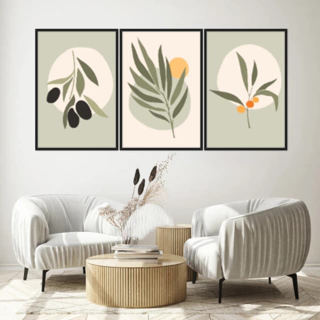 Kit Quadros Decorativos Planta Abstrata
