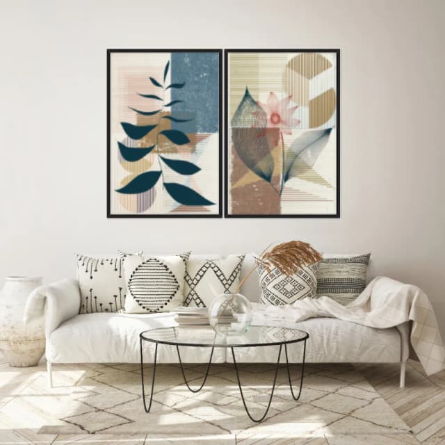 Kit Quadros Decorativos Planta Abstrata