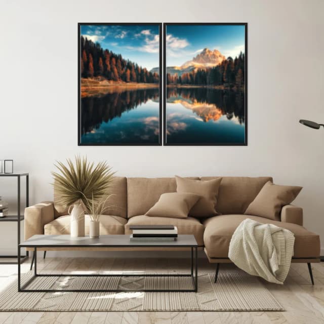 Kit Quadros Decorativos Lago E Montanha