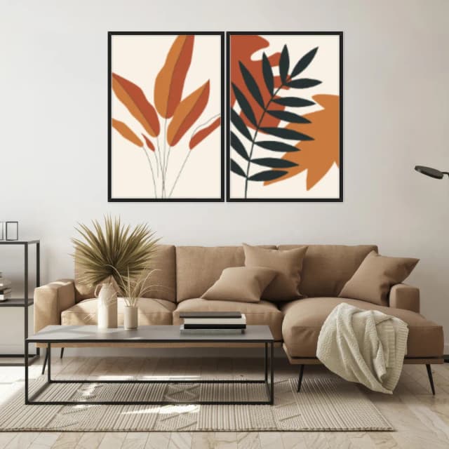 Kit Quadros Decorativos Planta Abstrata