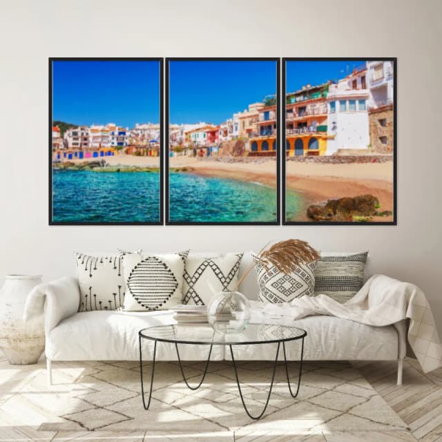 Kit Quadros Decorativos Praia Com Casas