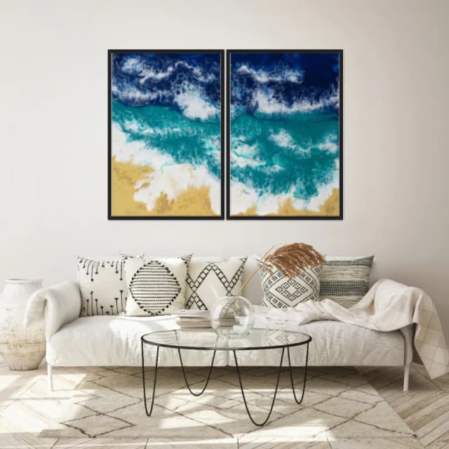 Kit Quadros Decorativos Pintura De Mar Com Areia