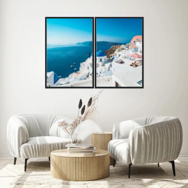 Kit Quadros Decorativos Ilha De Santorini Grecia