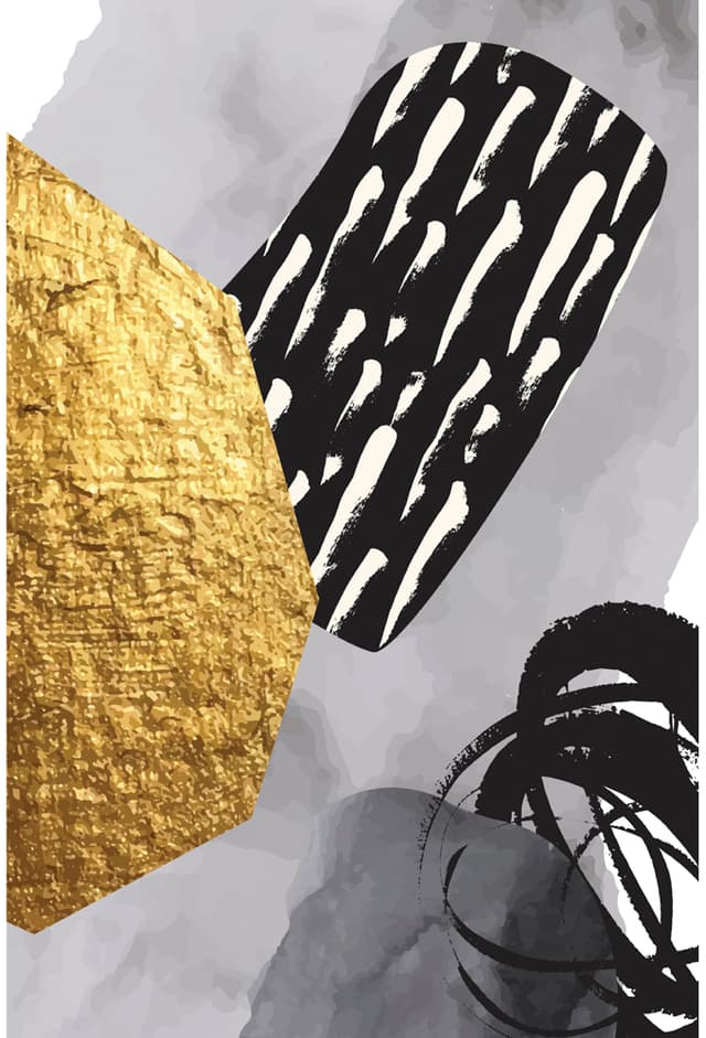 Kit Quadros Decorativos Abstrato Dourado