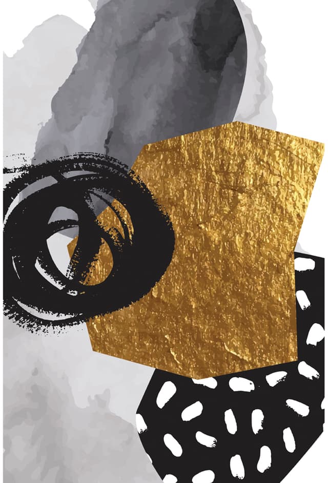 Kit Quadros Decorativos Abstrato Dourado